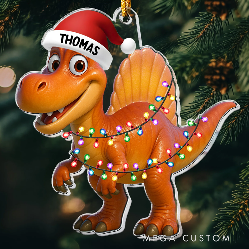 Personalized Kid Cartoon Christmas Dinosaurus Acrylic Ornament