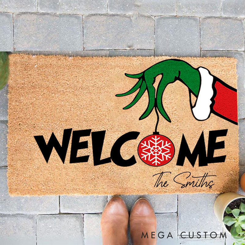 Personalized Welcome Doormat Christmas Doormat Front Door Decor Holiday Decor Christmas Gift for Geek Nerd