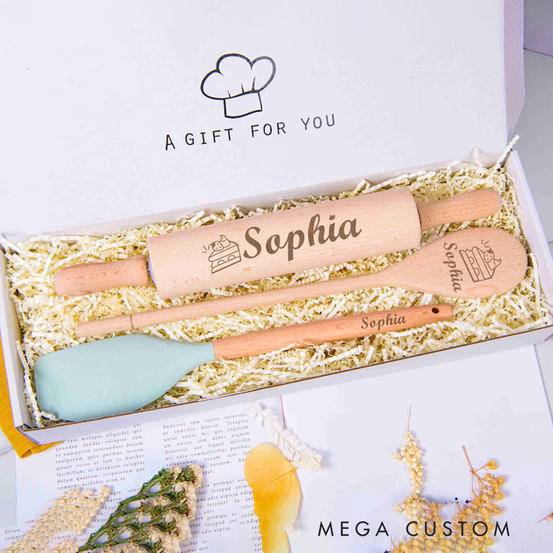 Personalized Baking Tools Set with Name Engraved Kitchen Cooking Utensils Set for Mum Birthday Gift for Bakers Baking Lover Gift