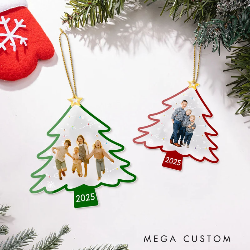 Personalized Christmas Tree Snowflake Photo Acrylic Ornament with Name and Year Tree Decoration Christmas Gift for Family Friends