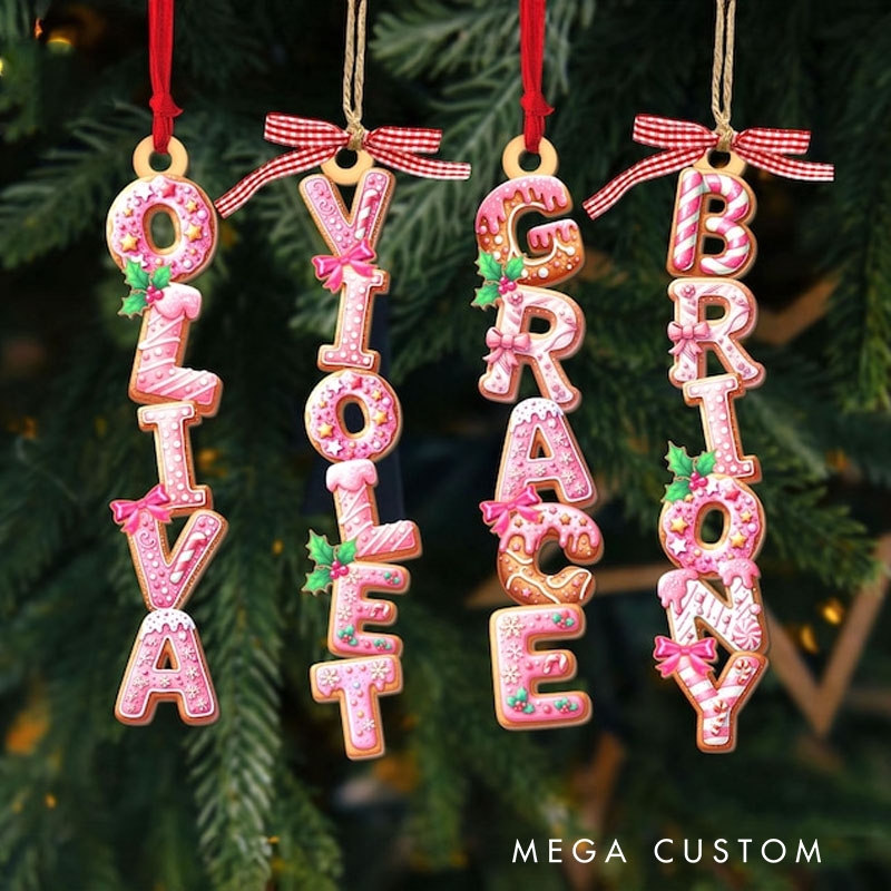 Personalized Name Christmas Ornament with Candy Cane Design and Festive Accents for Unique Holiday Decor Christmas Ornament