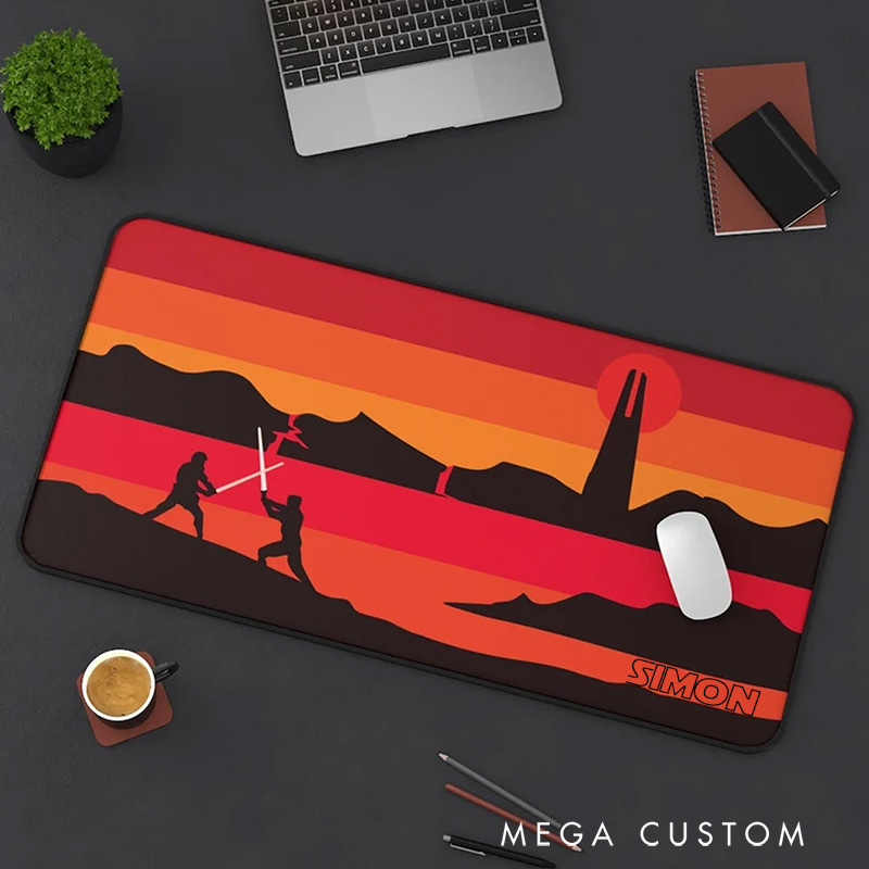 Personalized Sunset Adventure Desk Mat Custom Work or Gaming Mousepads Gift for Geek Nerd Lover