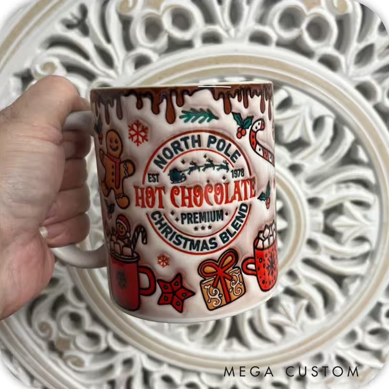 Personalized North Pole Hot Chocolate Mug with Festive Gingerbread and Holiday Accents for Cozy Winter Sips Mug