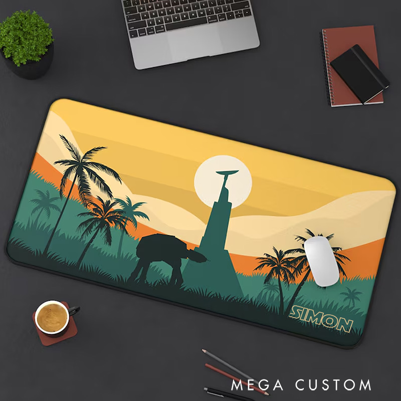 Personalized Tropical Sunset Adventure Mousepads Custom Work or Gaming Desk Mat Gift for Geek Nerd Lover