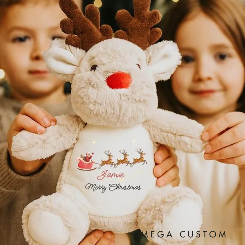 Personalized Reindeer Teddy with Name Stuffed Teddy for Christmas Christmas Plush Toy Baby First Christmas Christmas Gift 