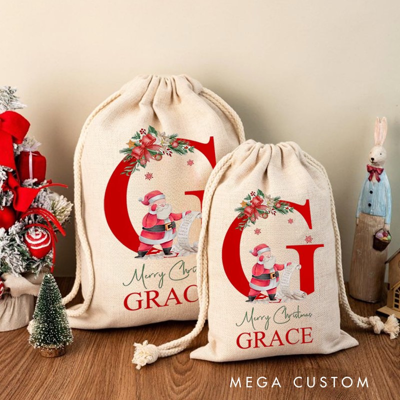 Personalised Motocross Christmas Sack - Dirt Bike Festive Santa Gift Bag for Kids