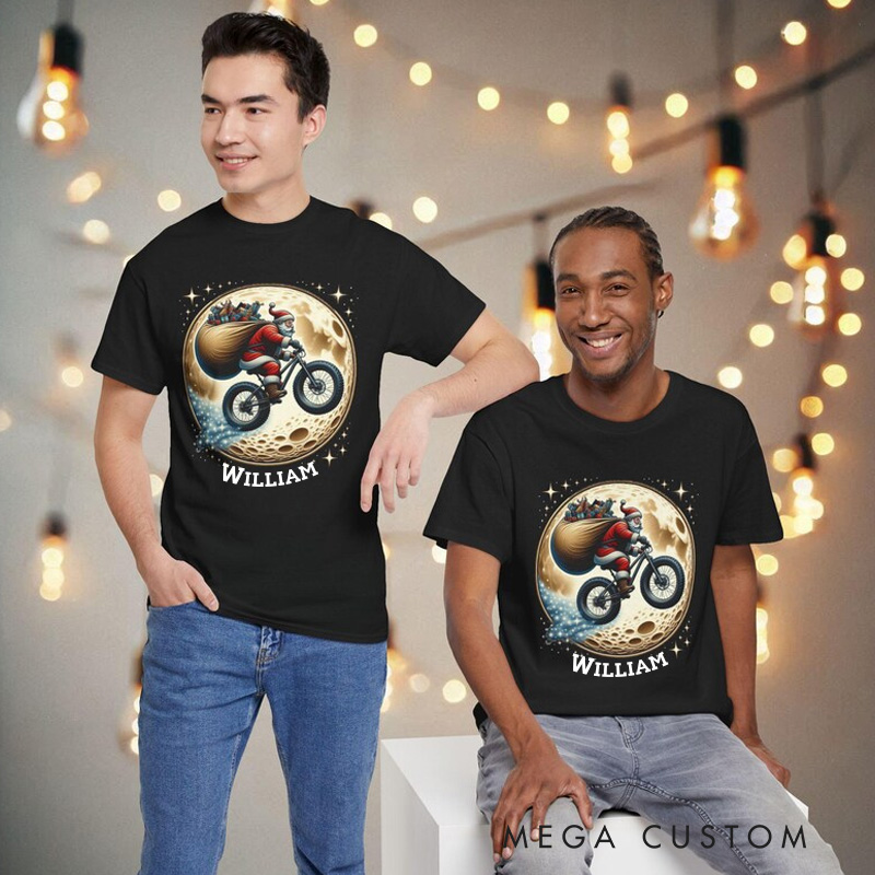 Personalized Speedy Delivery Christmas Santa Biking Tee Bicycle Tshirt Cycling Cyclist