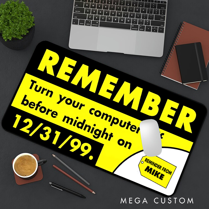 Personalized Turn Your Computer off Before Midnight Mousepads Custom Funny Retro Tech Desk Mat Gift for Technology Geek Nerd Lover