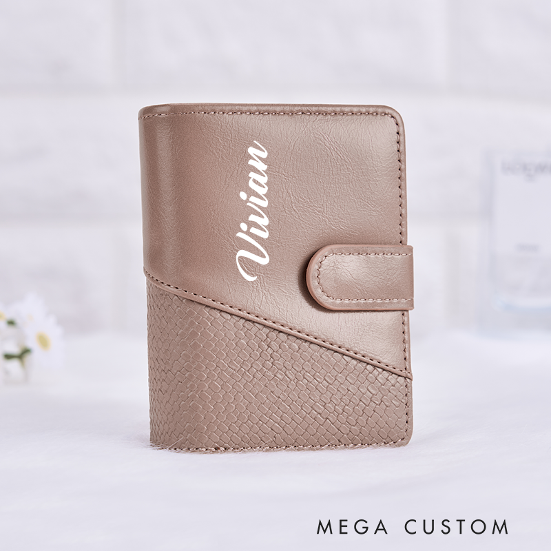 Personalized Leather Wallet for Her Custom Leather Wallet with Name Leather Wallet With Zipper Name Purse Wallet Unique Gift for Her Birthday Gifts