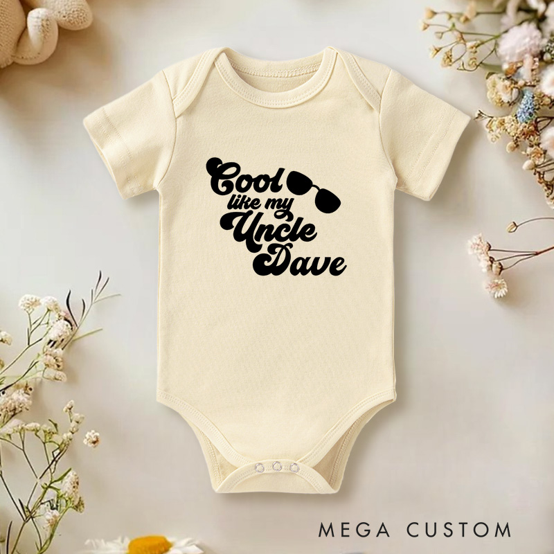 Personalized Cool Like My Uncle Fun and Stylish Design with Sunglasses Celebrating the Coolness of Family Bonds Baby Onesie
