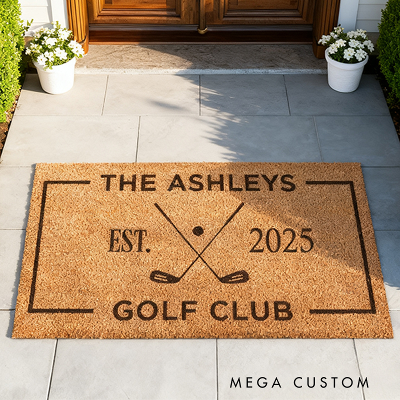 Personalized "Golf Club" Doormat with Customizable Family Details 