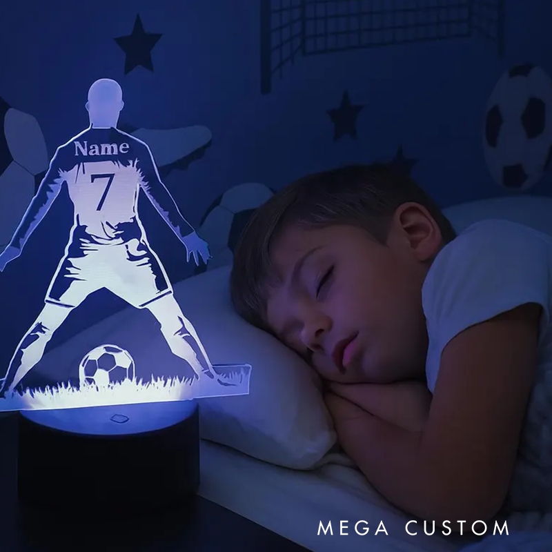 Personalized Soccer 3D Night Light Custom Name and Number LED Lamp for Fans