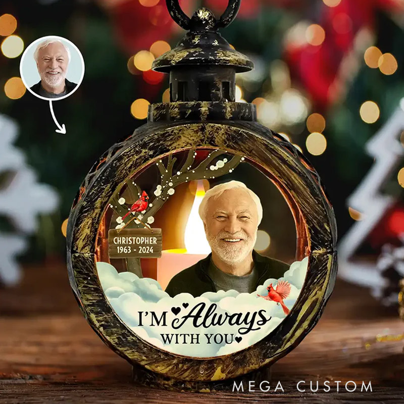 Personalized Candlelight Lantern Ornament Custom Photo I'm Always With You Night Light Sympathy Gift