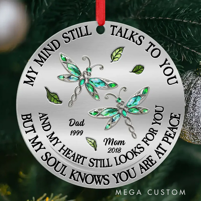 Personalized Memorial Photo Ornament Memorial My Mind Still Talks To You Acrylic Christmas Ornament Loss of Loved One Gift 