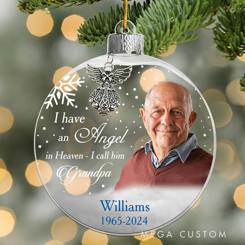 Personalized Photo Angel In Heaven Memorial Ornament Custom Acrylic Ornament Loss of Loved One Gift 