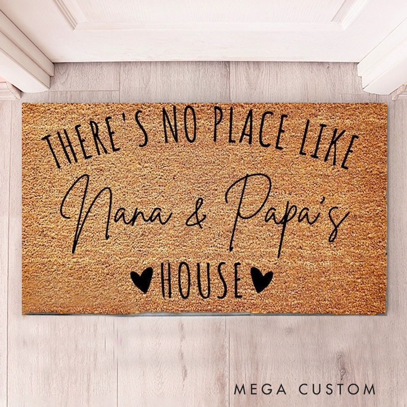 Personalized There Is No Place Like Our House Doormat Housewarming Gift Welcome Mat for New Home Indoor Outdoor Door Mat Family Home Decor Durable Rug