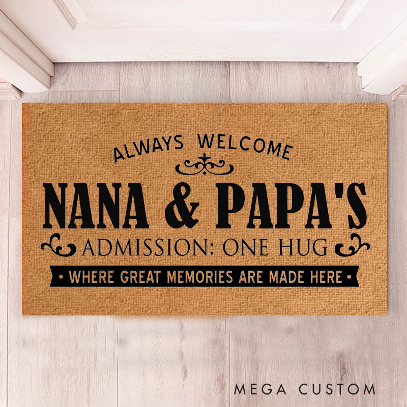 Personalized Always Welcome Doormat Housewarming Gift Admission One Hug Durable Coir Mat for New Home Indoor Outdoor Door Mat Family Home Decor Rug