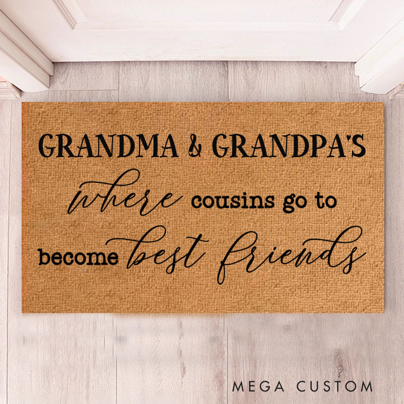 Personalized Where Cousins Become Best Friends Doormat Housewarming Gift Durable Welcome Mat for New Home Indoor Outdoor Door Mat Family Home Decor Rug