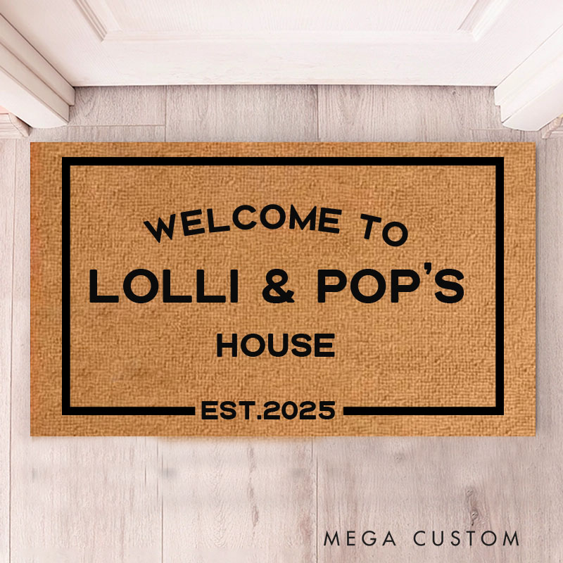 Personalized Welcome to Our House Doormat Housewarming Gift Durable Coir Mat for New Home Indoor Outdoor Door Mat Family Home Decor Rug Est 2025