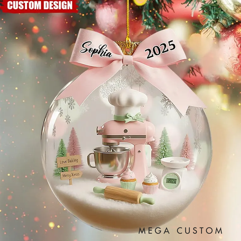 Personalized 2025 Baking Christmas Ornament with Name Holiday Baking Christmas Tree Decoration Baking Keepsake Baker Xmas Gift