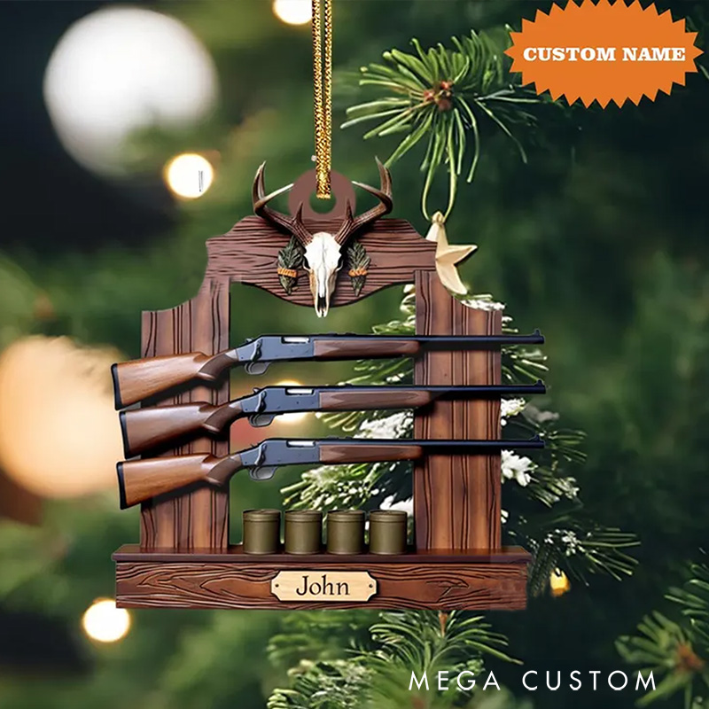 Personalized Gun Shelf Christmas Ornament Custom Hunting Ornament Christmas Home Decor Christmas Gift for Him Husband
