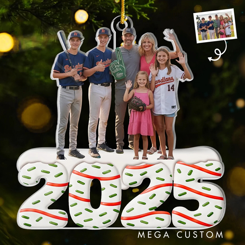 Personalized Baseball Family Christmas Ornament with Custom Photo