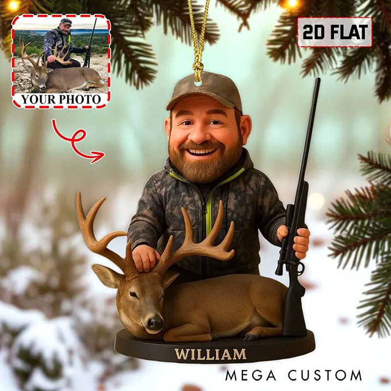 Personalized Photo Hunting Ornament Hunting Ornament Gift for Deer Hunter Hunter Christmas Ornament Custom Hunter Gift for Dad Grandpa