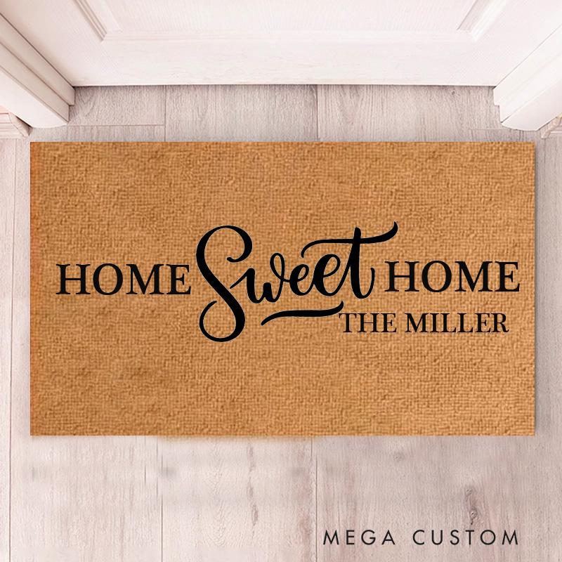 Personalized Doormat Custom Home Sweet Home Door Mat New Home Gift Housewarming Wedding Gift for Couples Home Sweet Home Doormat Christmas Gift