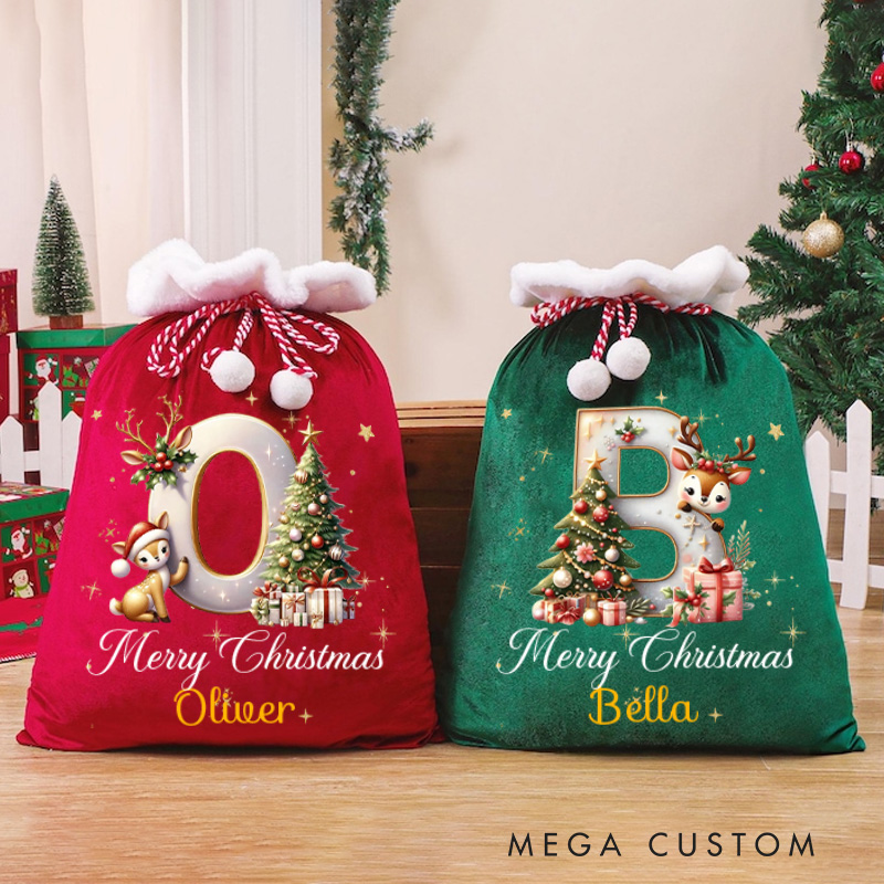 Personalized Santa Gift Sack with Festive Red Design and Custom Name Perfect for Holiday Celebrations Christmas Bag