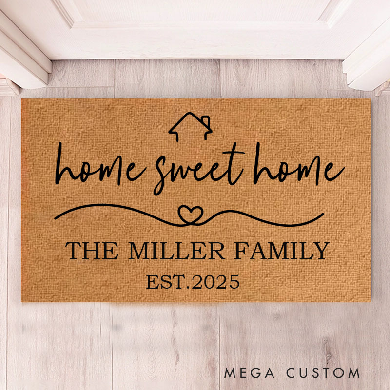 Personalized Doormat Custom Family Doormat Home Sweet Home Doormat Christmas Gift Home Doormat Housewarming Gift Closing Gifts