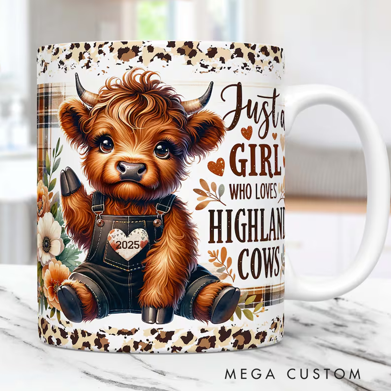 Personalized Highland Cow Mug Custom Christmas Mug Ceramic Mug Hot Chocolate Mug Name Mug Xmas Gifts Letter Mug Winter Mug Xmas Mug