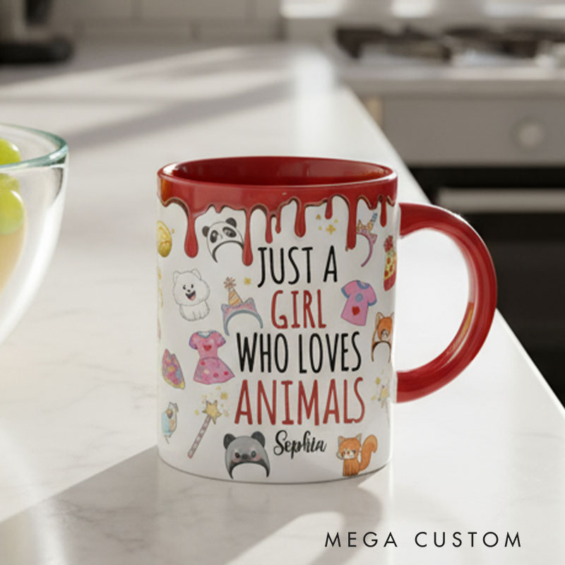 Personalized Animal Lover Mug with Cute Illustrations and Custom Name Perfect for Pet Enthusiasts and Gift Giving Mug