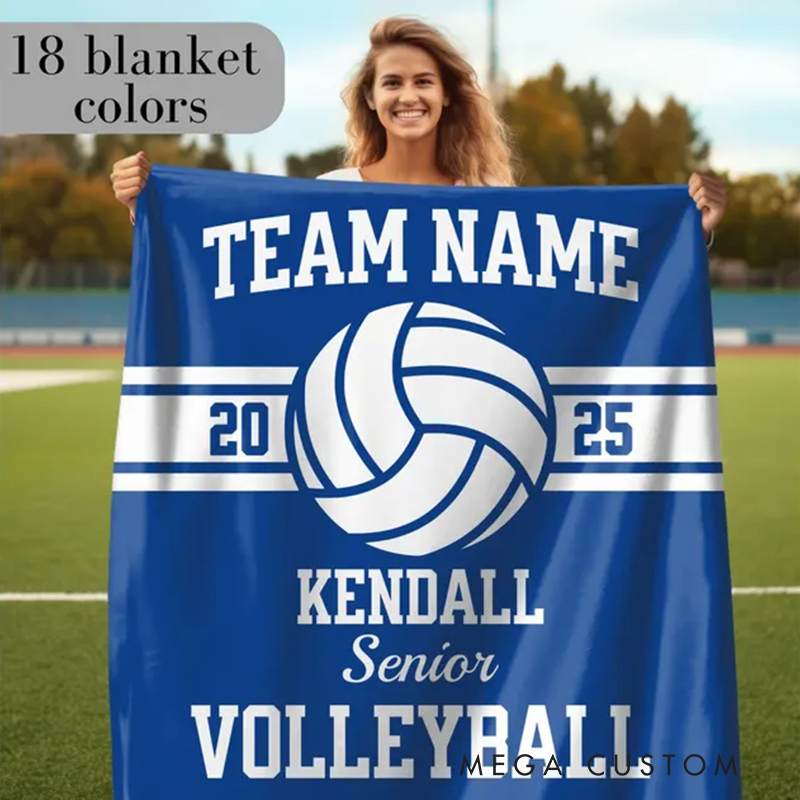 Personalized Volleyball Team Blanket Custom Senior Gift with Name Team Name and Year