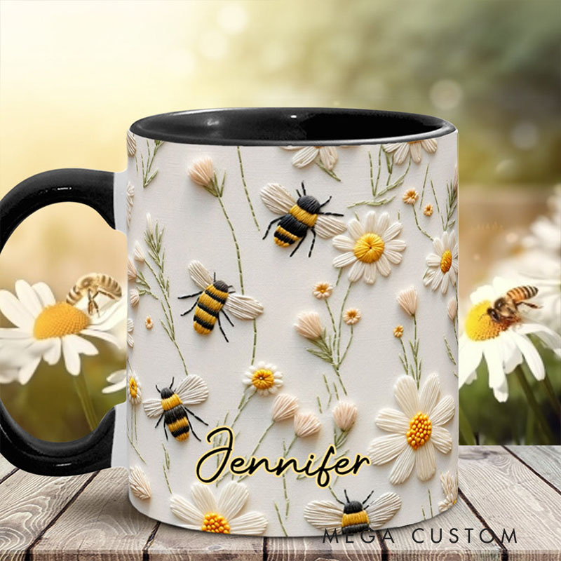 Personalized Bee Accent Mug Love Bees Gift for Kids Family