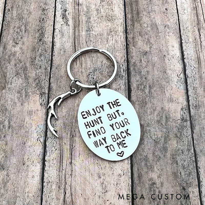 Personalized Deer Hunting Stainless Steel Keychain Custom Hunter Keychain Hunter Gift for Men Boyfriend Husband