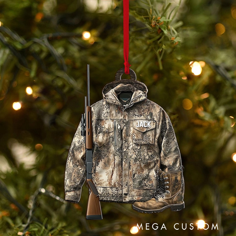 Personalized Hunting Ornament Custom Hunting Christmas Tree Ornament Hunting Vest Christmas Decor Gift for Hunter Dad Husband