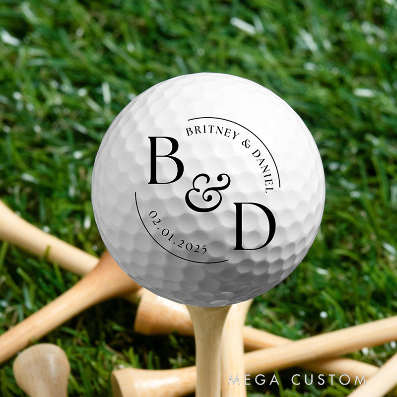 Personalized Commemorative Golf Ball with Names and Special Date  