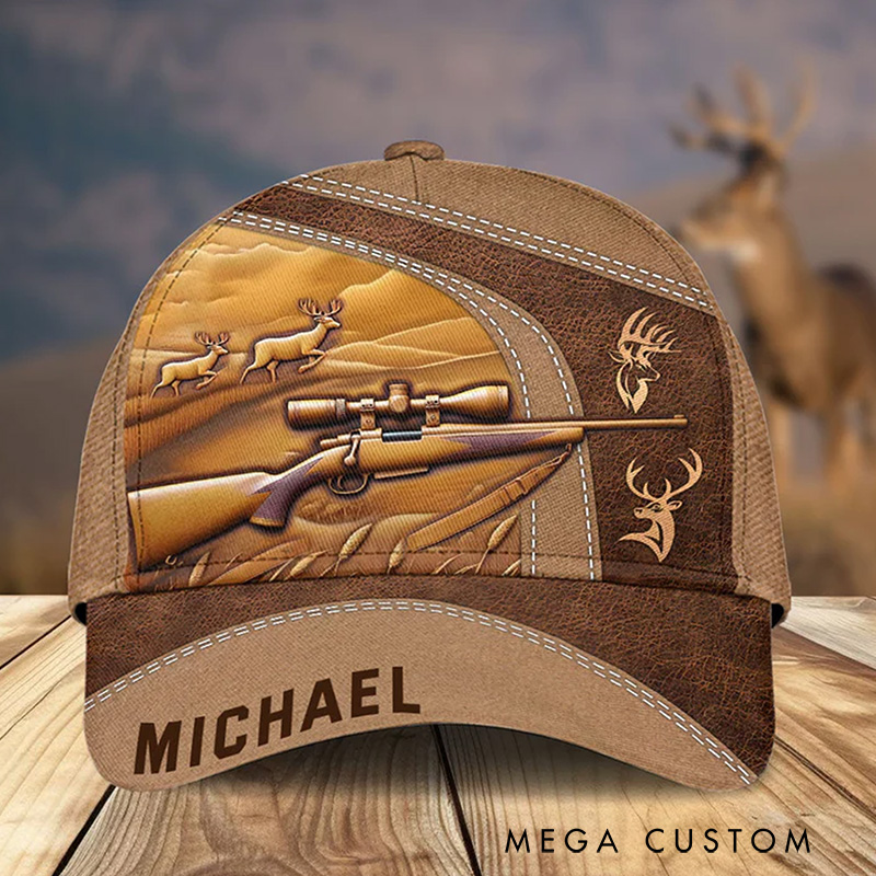 Personalized 3D Deer Hunting Hat Hunting Classic Cap Gifts for Men Boyfriend Husband