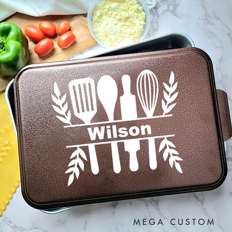 Personalized Made with Love Baking Pan with Lid Aluminum Baking Queen Cake Pan with Name for Baker Mom Grandma Gift Baking Lover Gifts