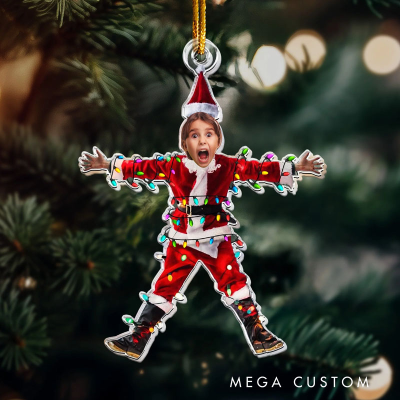 Personalized Family Photo Ornament Funny Christmas Shocked Custom Face Gift for Kids Family