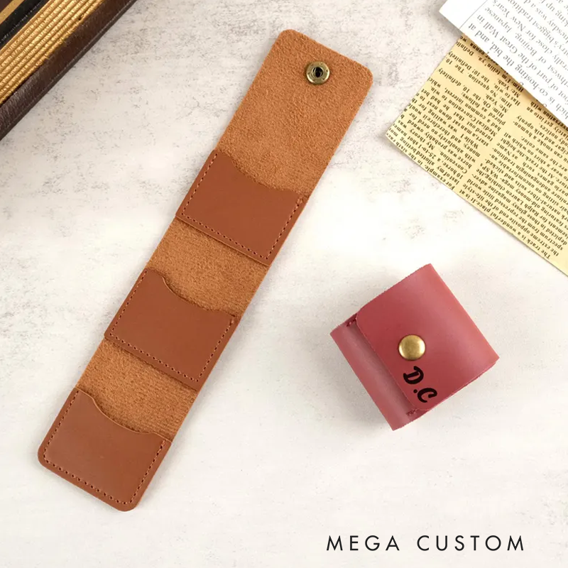 Personalized Leather Guitar Pick Holder Custom SD Card Case Guitar Plectrum Holder with 3 Slots for Guitar Picks Gift for Guitarist