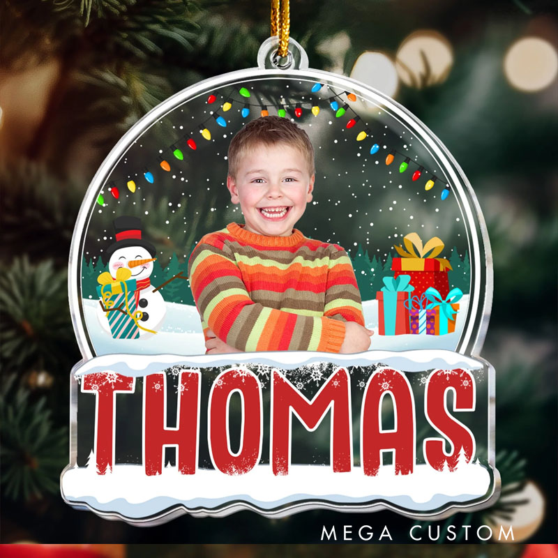 Personalized Snow Globe Ornament with Custom Photo and Name Feature Perfect for Festive Holiday Celebrations Christmas Ornament