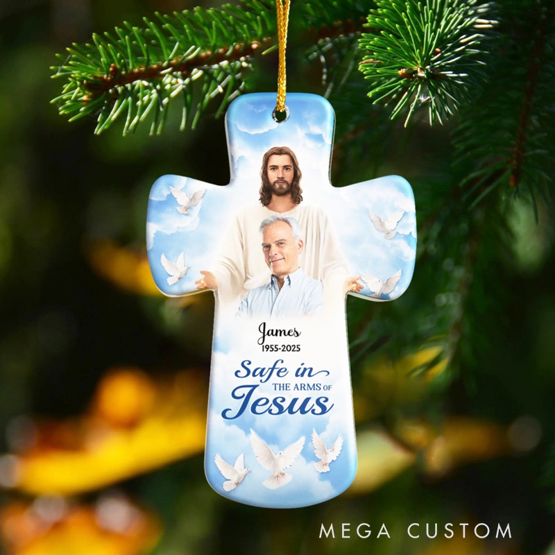 Personalized Acrylic Ornament Memorial Safe In The Arms Of Jesus Memorial Gift for Loss of Loved One