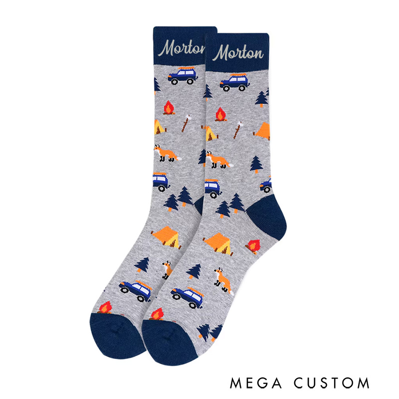 Personalized Funny Camping Socks Rv Camping Gifts for Men Women Funny Camp Life Lover Socks