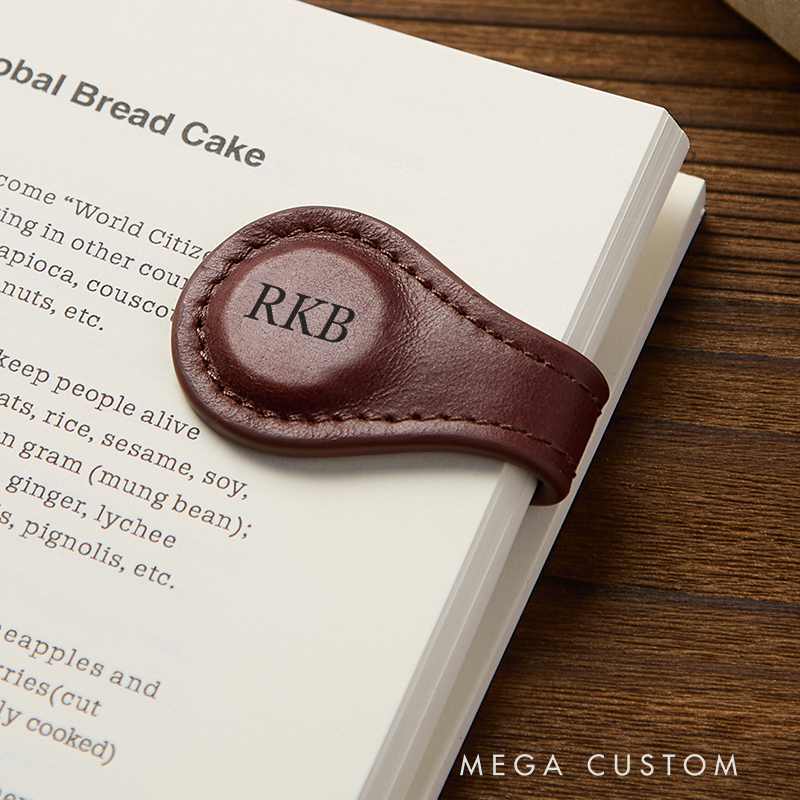 Personalized Leather Magnetic Book Mark Engraved Bookmark with Name Custom Reader Gift for Him Journal Accessory