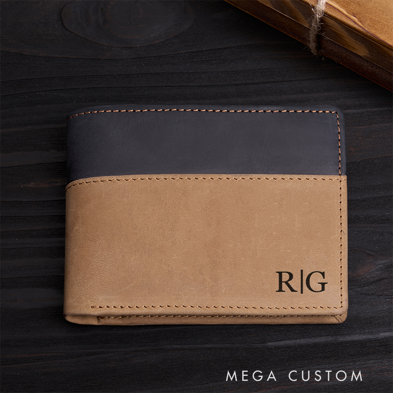 Personalized Leather Wallet Custom Wallet for Him Engraved Wallets with Name Mens Wallet Minimalist Wallet Leather Gift For Him Gift for Husband Boyfriend Father