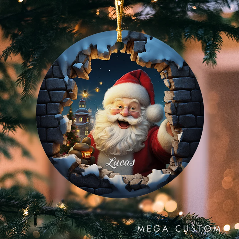 Personalized Ceramic Christmas Ornament with Name Snowman Reindeer Santa Claus Tree Decoration Gift for Family
