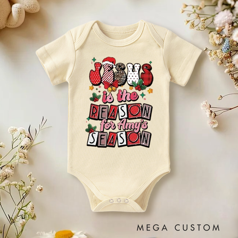 Personalized Baby Onesie and Special Christmas Baby Bodysuit with Jesus Theme Design for Baby's Special Season