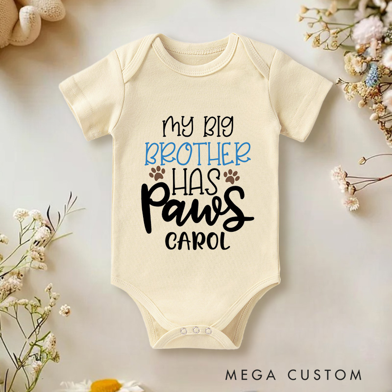 Personalized Baby My Big Brother Has Paws Dog Onesie Newborn Baby Gift