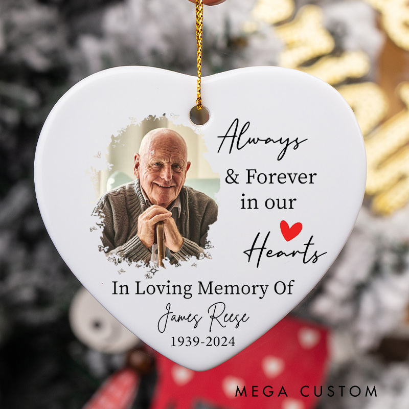 Personalized Photo Memorial Ornament Remembrance Ceramic Ornament for Loss of Loved One Sympathy Gift